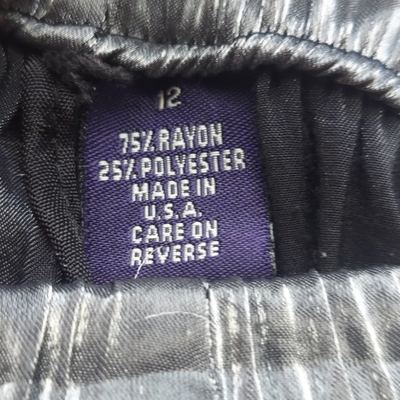 Metallic Gray Dressy Wide Leg High Waist Lounge Pants Sz 12 - Picture 9 of 11